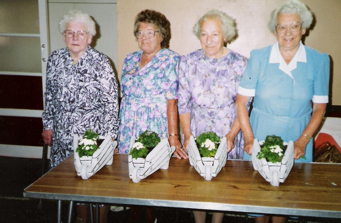 1993 - Evergreen Club Members - Joint 80th Birthday Celebraions (L-R Mrs Peper, Dolly Winder, Phil Goodhew and Kath Smith)